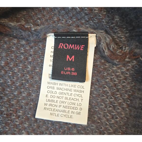 Romwe Grunge Punk Sweater M Blue Brown Striped Distressed Knit Goth Y2K Emo - Picture 4 of 5